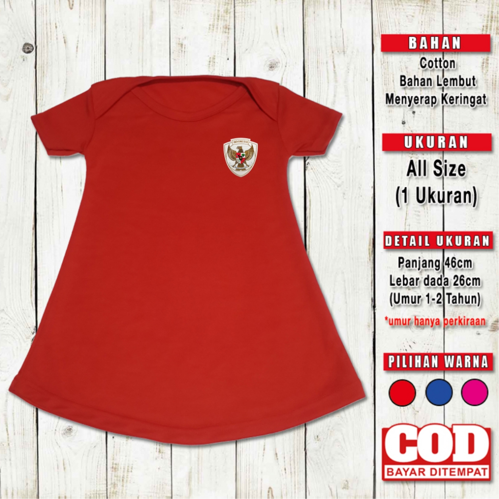 Dress Anak Perempuan Bola INDONESIA Pakaian Bayi Baju Bola Anak Kado Jersey Cewek 1 tahun - 2 tahun