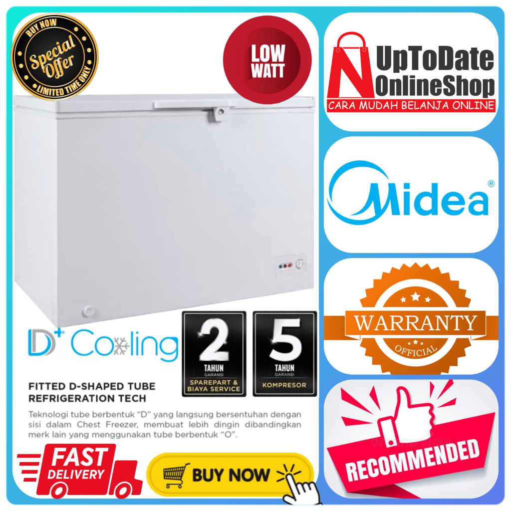 MIDEA CHEST FREEZER HS-543CK HS543CK 543CK 450L FREEZER BOX MIDEA SUPER FAST COOLING LOW WATT