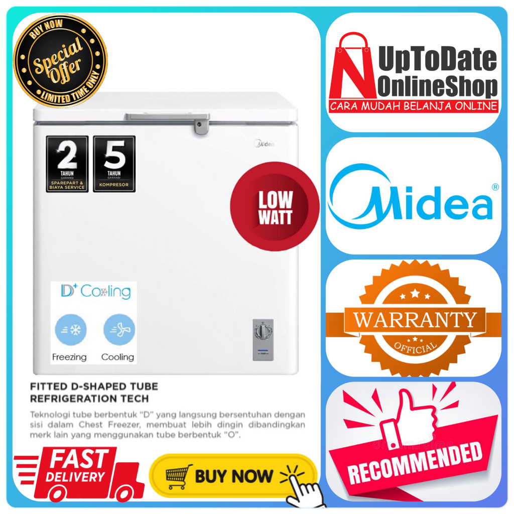MIDEA CHEST FREEZER HS-186CNK HS186CNK 186CNK 150L MULTI COOLING FREEZER BOX 2in1 FUNCTION CHEST FRE