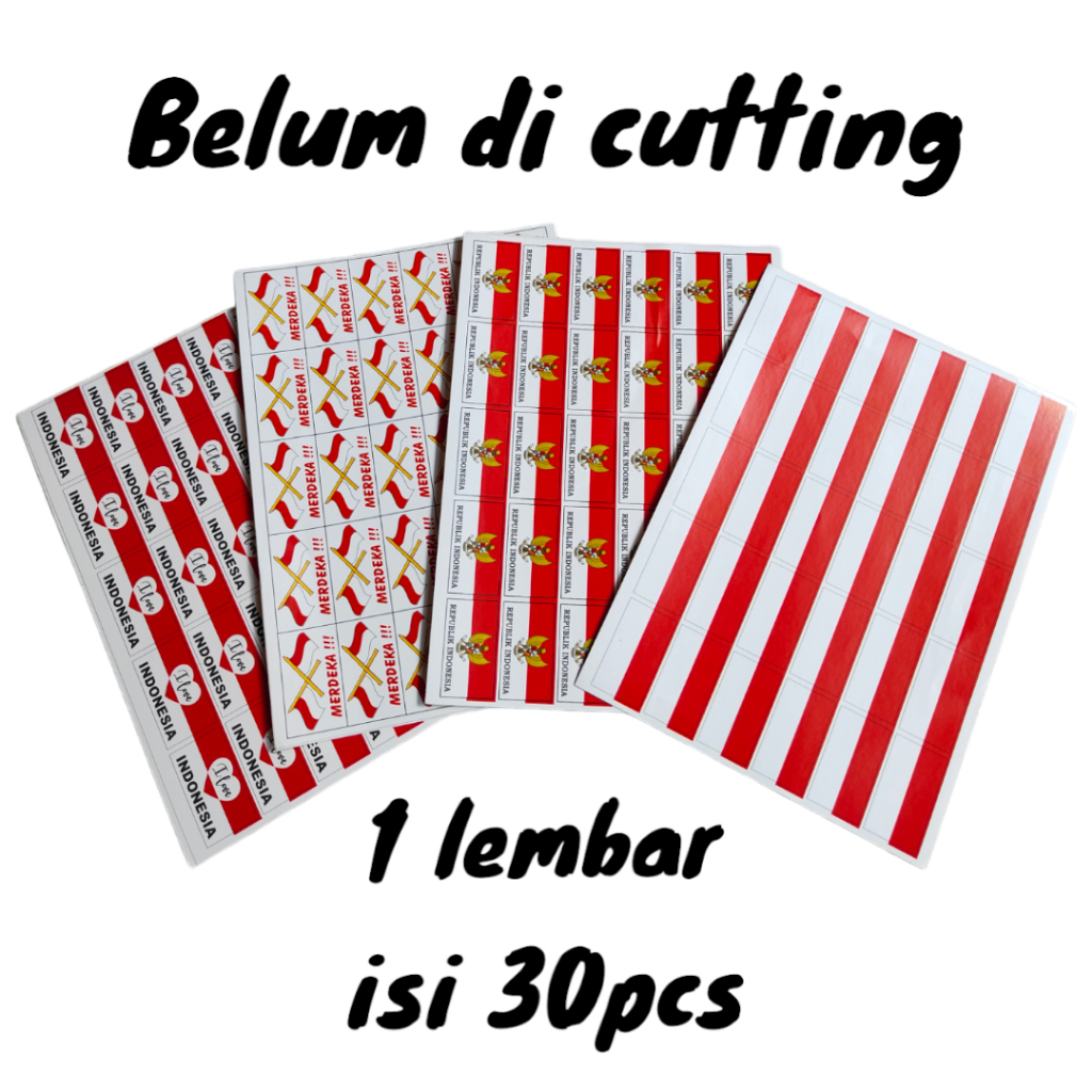 

(isi 30pcs Belum Digunting ) stiker pipi / stiker merah putih / stiker bendera tempelan HUT RI 17 agustus