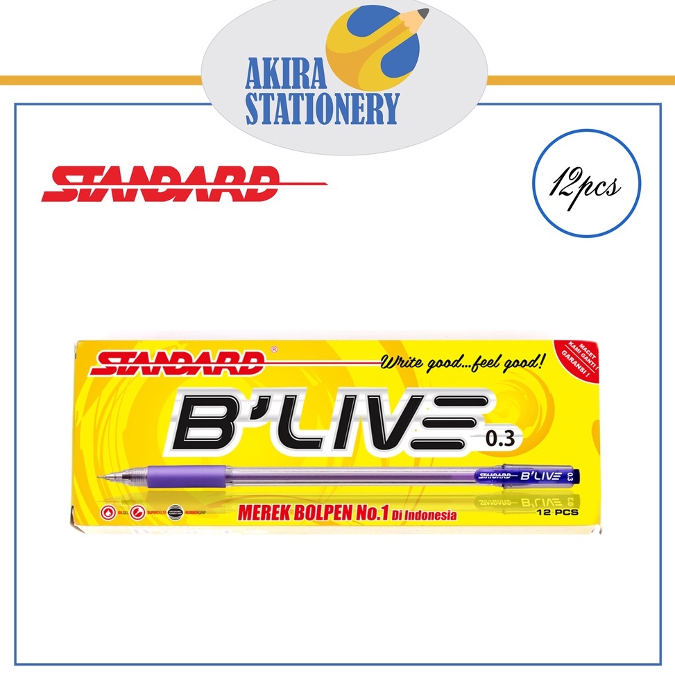 

PULPEN PEN PENA STANDARD BLive 3 HITAM BIRU 12PCS KODE W8K2