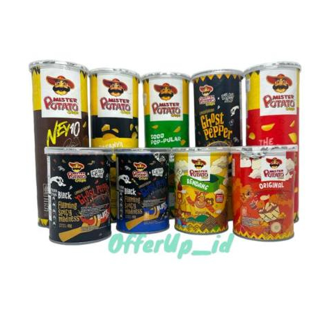 

Mister Potato Original 35gr Rendang 35gr Black Crisps BBQ 40gr Ghost Pepper 40gr