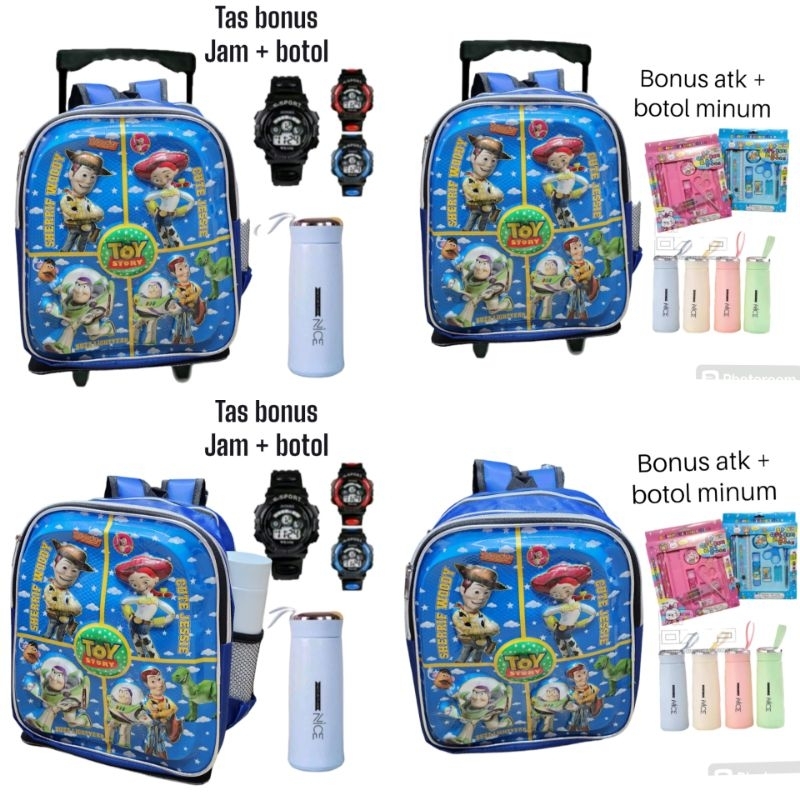 tas troli toy stori 3d led lampu - tas ransel toy story 3D led lampu - tas sekolah anak tk paud cowo