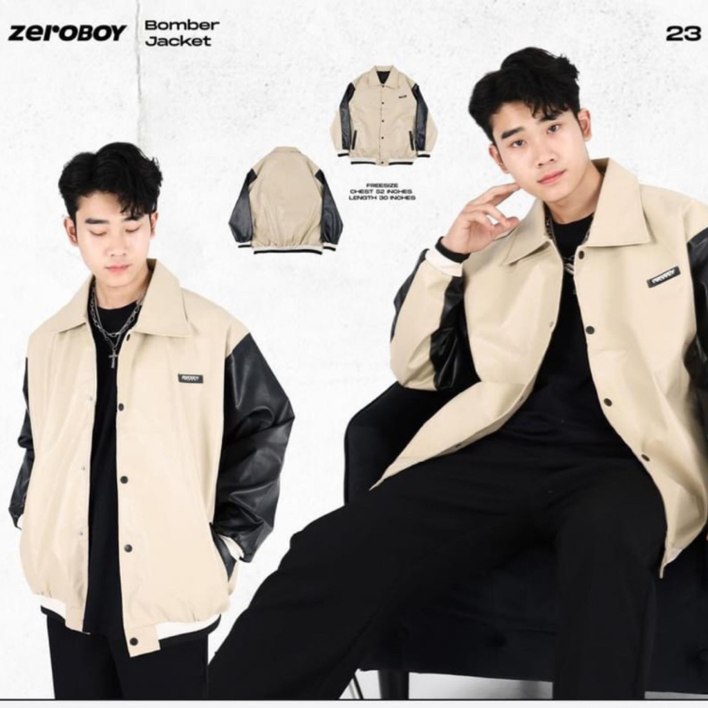 ZERO BOY Jaket Kulit Pria OVERSIZE Bomber