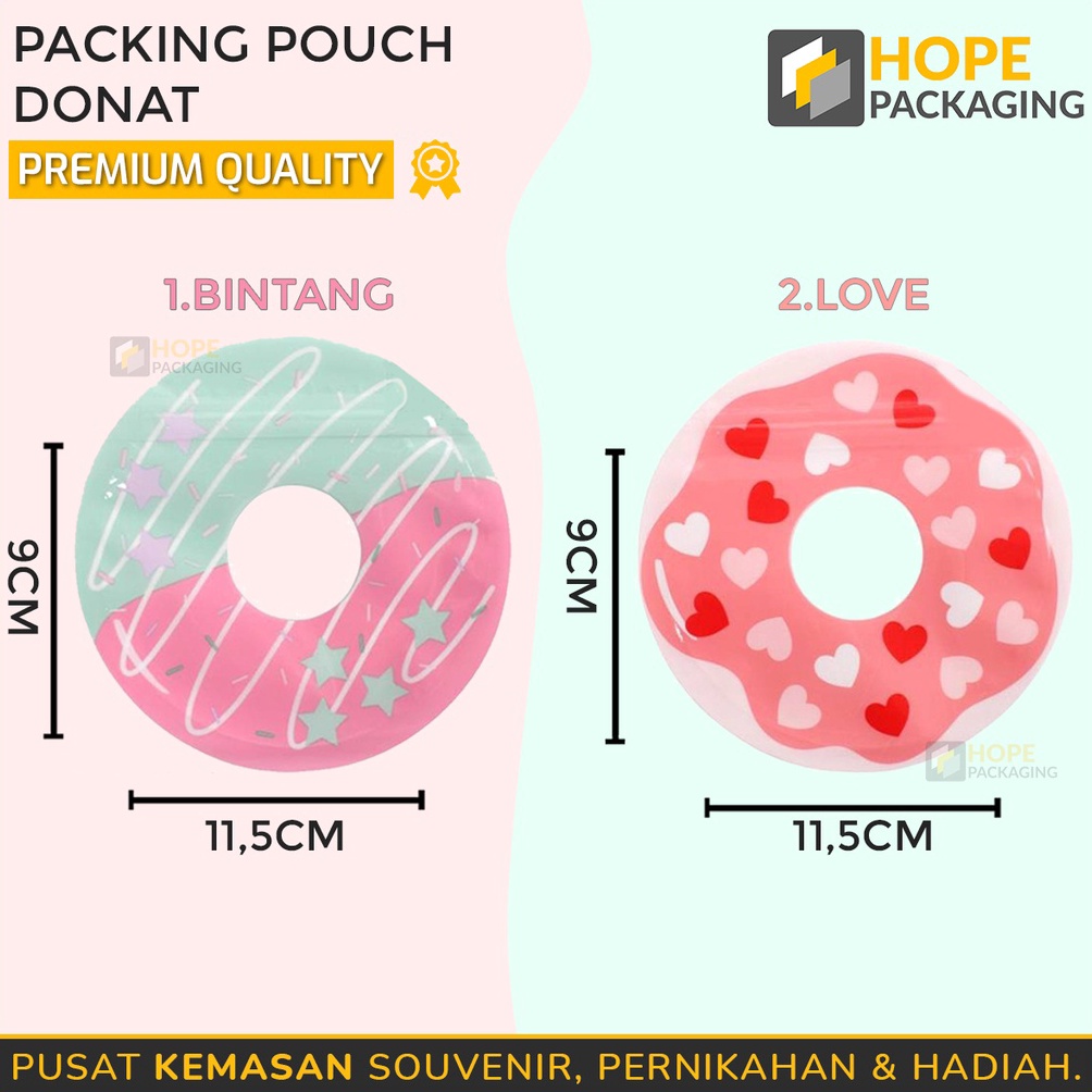 

GEBYAR PROMO Harga 5 pcs PROMO Kemasan Pouch Donat Zipper Clip Bentuk Donat Untuk Souvenir Permen Ziplock Pouch