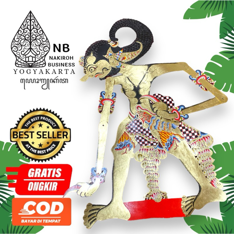 NAKIROHBUSINESS Wayang Kulit Alusan WERKUDARA / BIMA Gagrak Jogja -+ 70 cm Kualitas Super Pedalangan