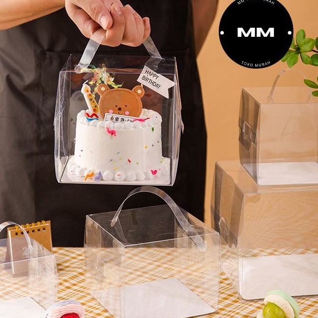 

KI3 5pcs 15x15x13cm dus mika kue tart dus kue bening kotak mika kue