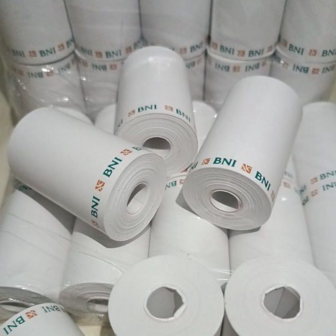 

Diskon Kertas Struk Thermal logo BNI ukuran 5758x35mm isi 1 Pcs