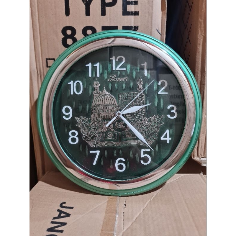 jam dinding pioneer / jam dinding hijau / jam dinding green / jam dinding kaligrafi / jam dinding ma