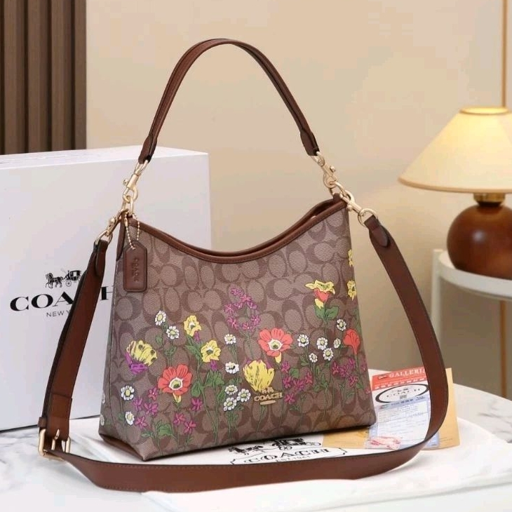 Coach Laurel Shoulder Bag In Signature Canvas With Floral Print Include Box