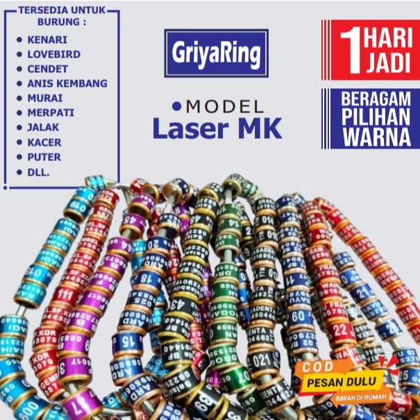 Ring Burung  model Laser MK kenari prenjak cigun kacer muraibatu kacer anis kembang punglor DLL