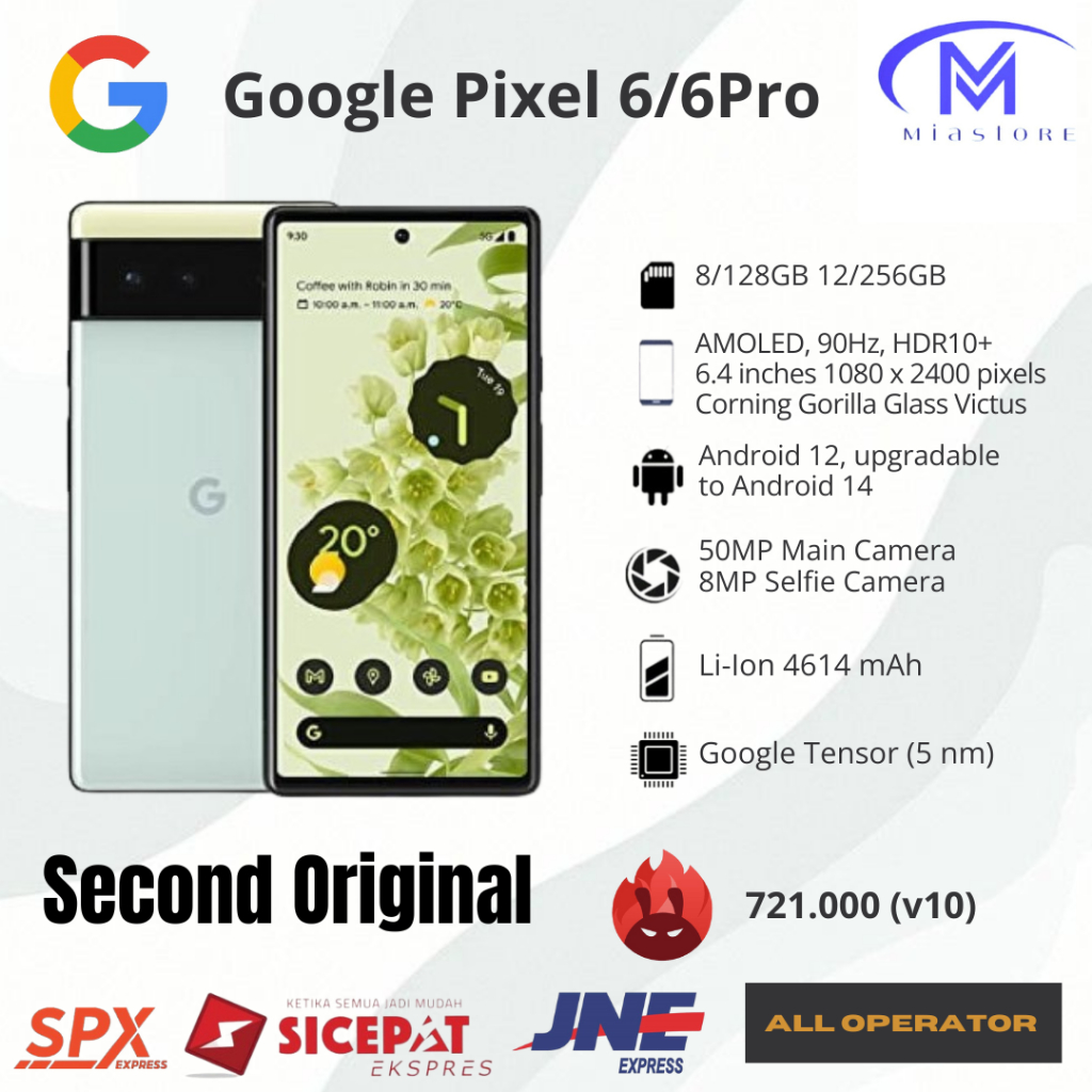 ［Sinyal Permanen］GOOGLE PIXEL 6/6PRO SECOND ORIGINAL GOOGLE PIXEL 6 Pro BEKAS 5G / RAM 8GB INTERNAL 