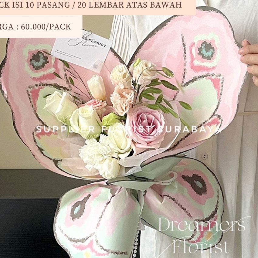 

KF7 1 PACK ISI 1 PASANG 2 LEMBAR ATAS BAWAH KERTAS KUPU KUPU WRAP BUNGA WRAPPING BUNGA BUTTERFLY KOREAN STYLE KEKINIAN HITS KERTAS PEMBUNGKUS BUNGA FLORIST HITS 224 DIY SAYAP KUPU BESAR 3D WINGS BUKET BOUQUET BUNGA HOLOGRAM MARIPOSA