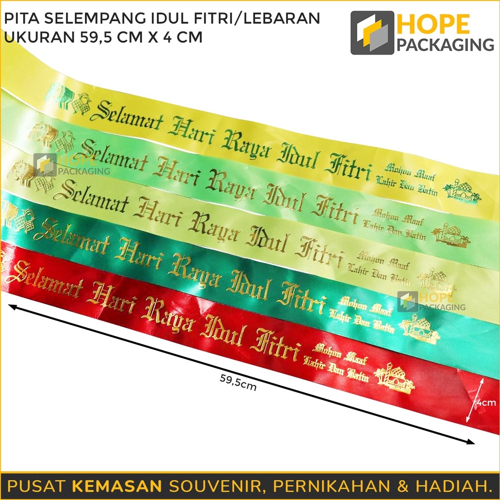 

WAH Harga 5 pcs Pita Selempang Parcel Lebaran Uk 595 cm x 4cm Pita Idul Fitri Pita Toples Parcel Lebaran