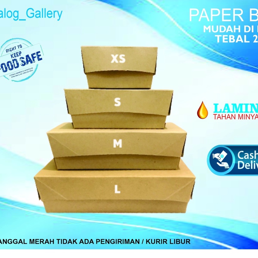

KI3 Paper Lunch isi 4 pcs Dus Nasi Bok Kotak Box Makanan Bok Set Bok Makanan Ringan Kraf Laminasi Ukuran SML