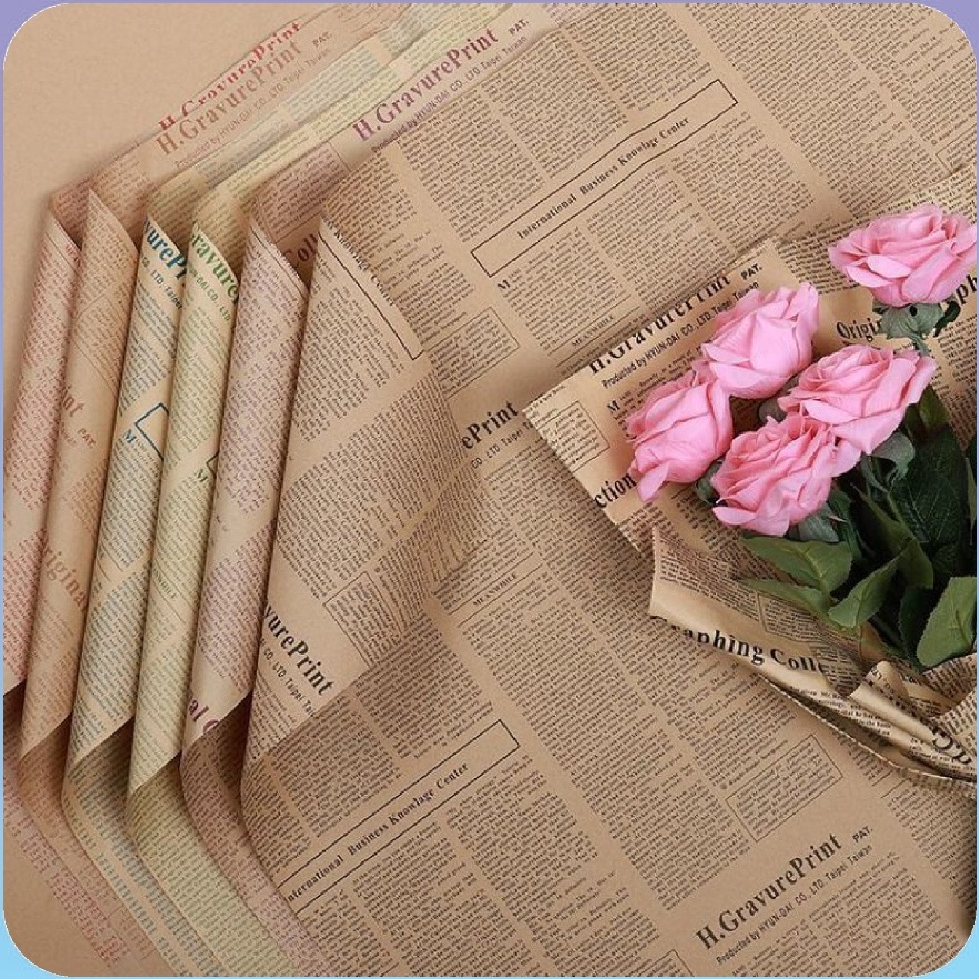 

Flash Sale 2 LEMBAR Kertas Buket Bunga Cellophane Motif Koran Vintage Newspaper Flower Wrapping Paper KB29