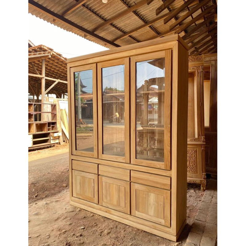 Lemari Hias/Pajangan Pintu 3 Full Jati Tpk/Lemari Minimalis/lemari Jati