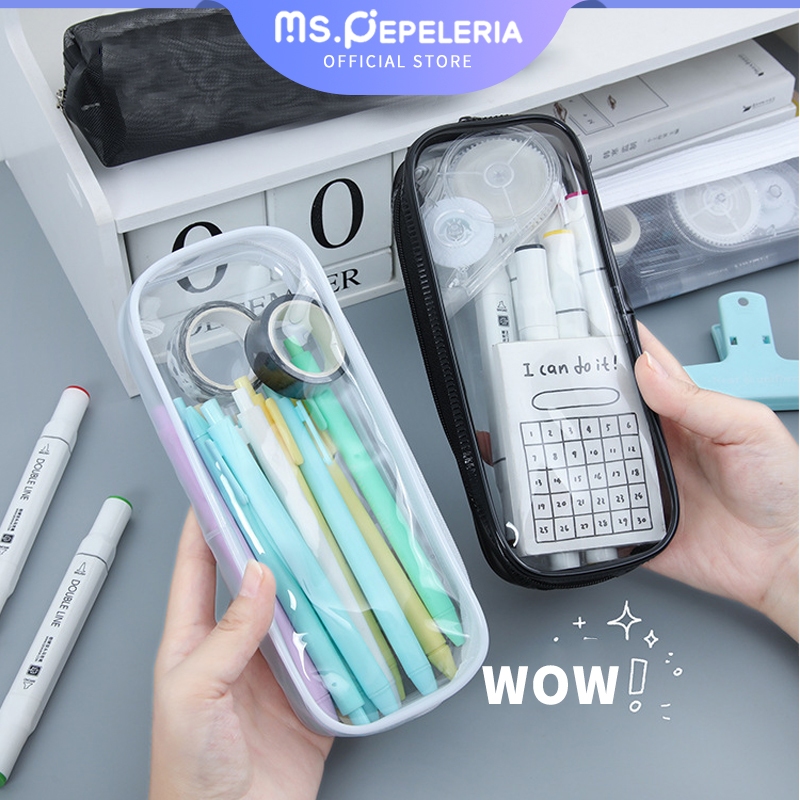 

tempat pensil bening/tempat pencil aesthetic/kotak pensil Transparent Waterproof/tempat pensil kapasitas besar-Ms.Pepeleria
