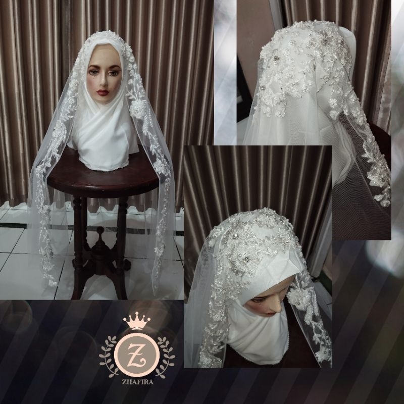 VEIL PENGANTIN / VEIL PREMIUM VEIL BORDIR DAN BERPAYET / SLAYER PENGANTIN / KERUDUNG PENGANTIN / HIJ