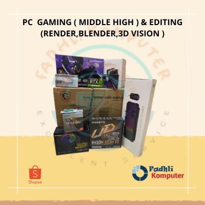 PC GAMING RAKITAN RYzen 5 FULL SET (MIDDLE HIGH) & (RENDER, BLENDER 3D VISION)