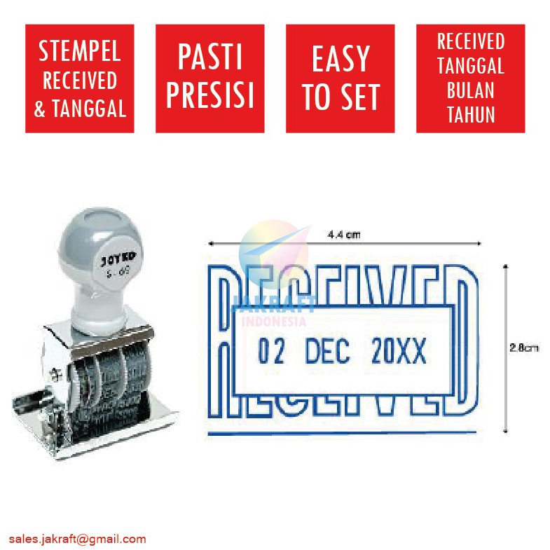 

SUPER 1 Pcs Cap Stempel RECEIVED JOYKO Date Stamp S69 Faktur Surat Jalan Gudang Tanda Terima