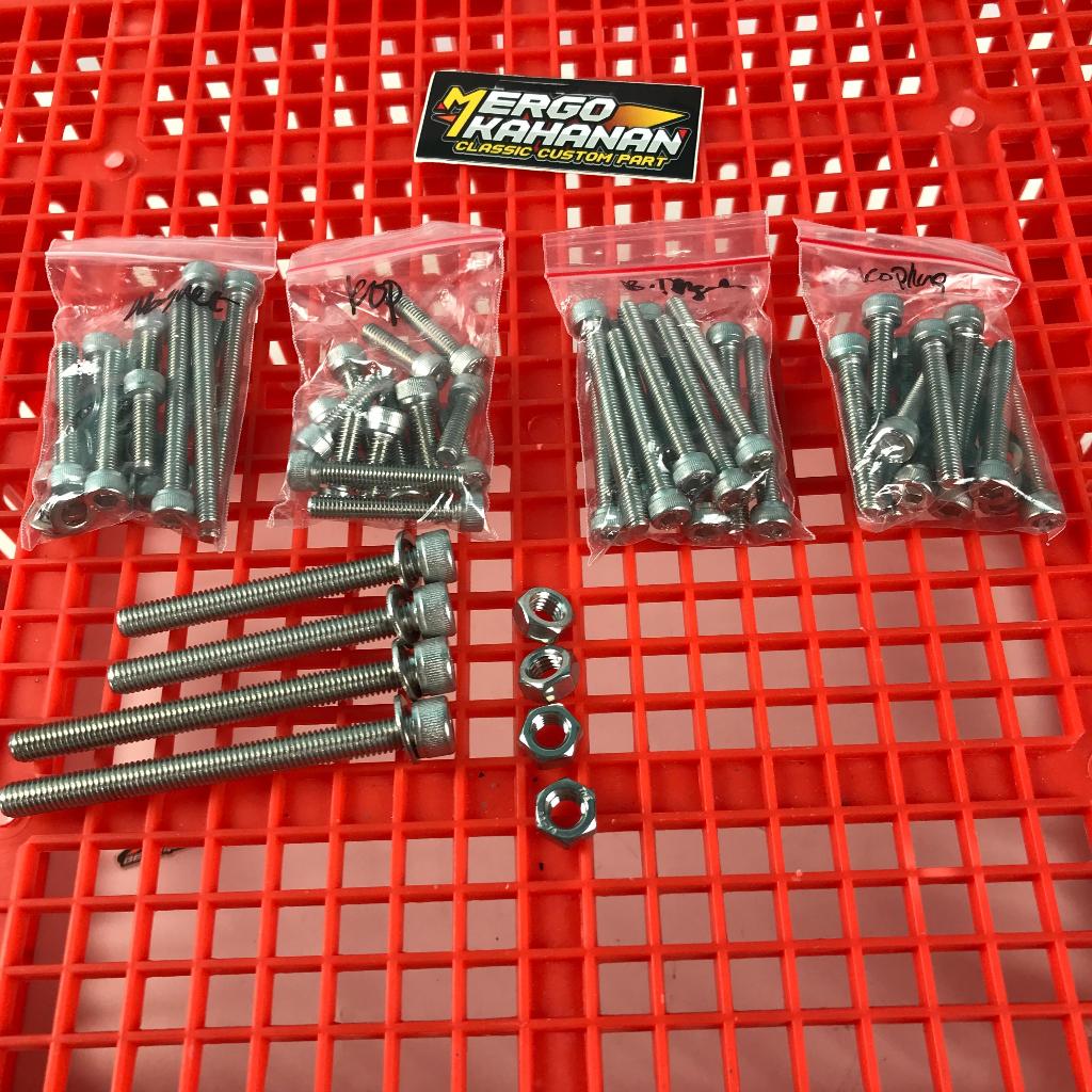 Baut Mesin Tiger Full Set L Stainlees Stenlis  Mesin Tiger Megapro Full set