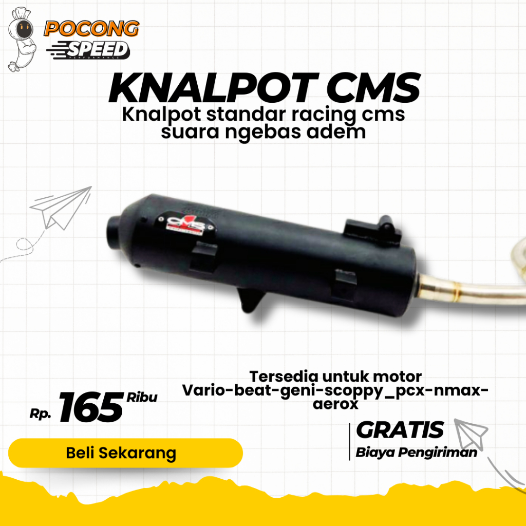 KNALPOT STADNAR RACING CMS VARIO 125 KNALPOT BEAT RACING ADEM NGEBAS KNALPOT COPY CMS
