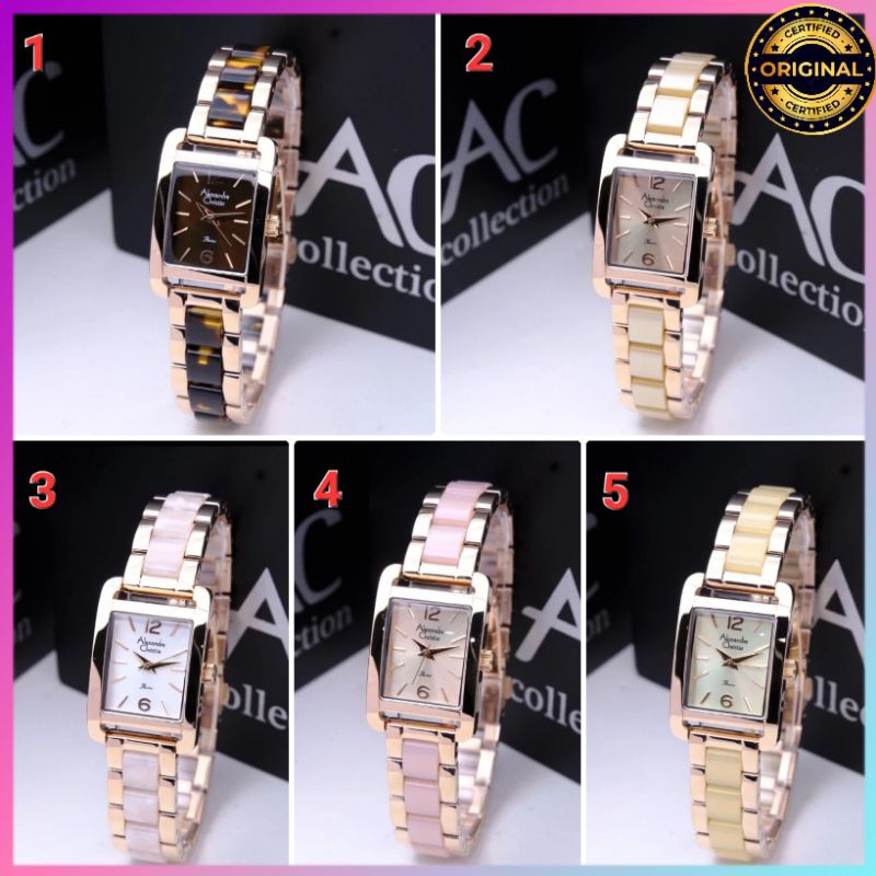 ✓ORIGINAL GARANSI RESMI 1 TAHUN JAM TANGAN WANITA ALEXANDRE CHRISTIE ANALOG CEWEK RANTAI KERAMIK ALE