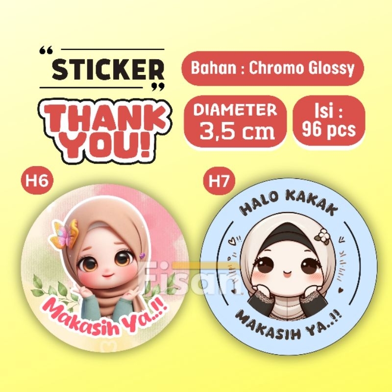 

96 Pcs Stiker Thank You 3,5 cm Sticker Thankyou Chromo Glossy H6 H7