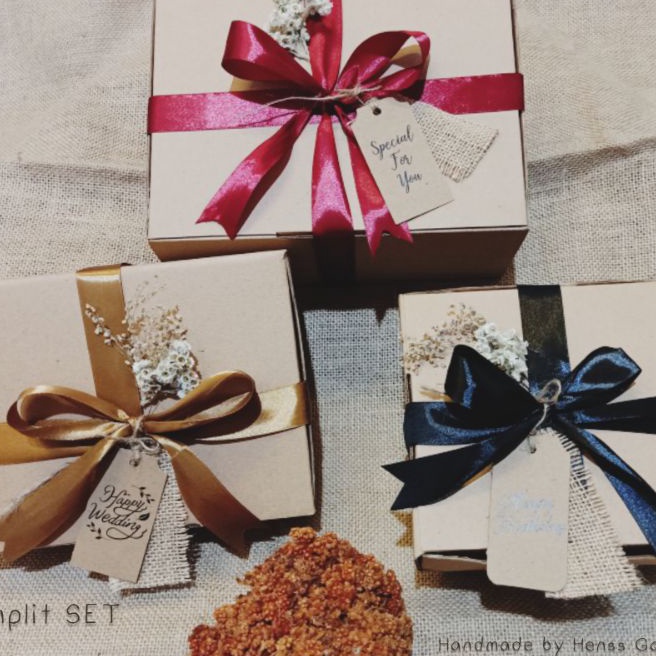 

KI3 Kotak KadoGift Box Rustik kombi goni hangtag untuk hampers hadiah
