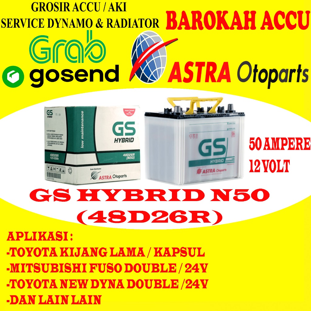 AKI MOBIL GS HYBRID N50 / 48D26R , 50 AH ASTRA OTOPARTS