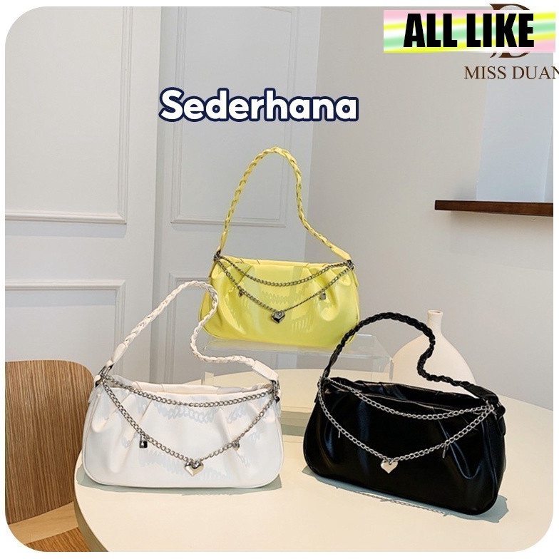 SPONTAN ALL Like Tas Jinjing Tali Rantai Tas Bahu dengan Desain Tali Kepang Mini Tas yang Stylish da