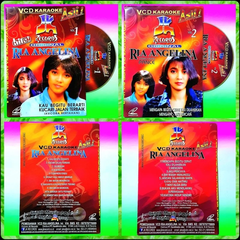 KASET VCD KARAOKE LAGU RIA ANGELINA VOCAL BISA ON OF-VCD KARAOKE-KASET VCD KARAOKE ORIGINAL-VCD KARA