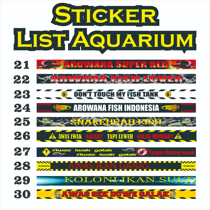 STIKER AQUARIUM STICKER LIST AQUARIUM STIKER DEPAN AQUARIUM 21-30