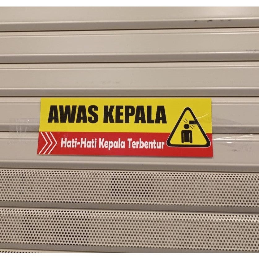 

Sign Stiker Awas Kepala Hati -hati Kepala Terbentur Kuning UK 30x10cm
