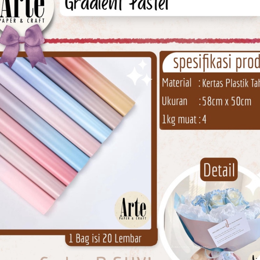 

Hemat 2 Lembar Gradient Pastel Kertas Polos Varian Warna Warni Buket Korea Bunga Flower Wrapping Paper Kado PSHXL