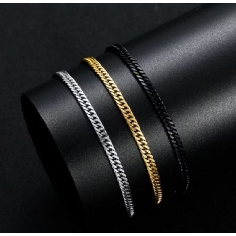 gelang rantai rapat pria wanita titanium asli