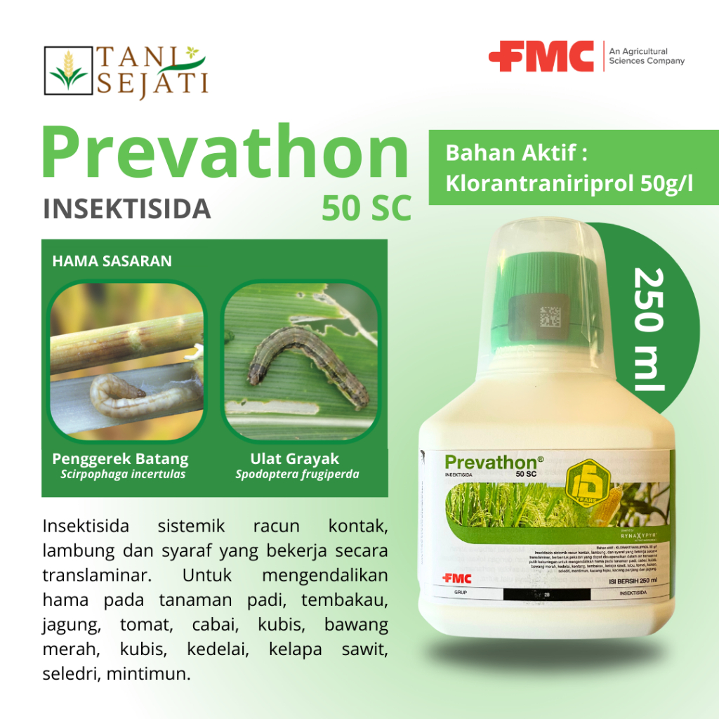 Prevathon 50 SC 250ml insektisida Sistemik racun kontak, lambung, dan syaraf yang bekerja secara tra