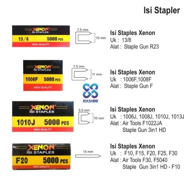 

ISI Staples Xenon isi 5000bh 13/6 13/8 1006J 1008J 1010J 1013J F10 F15 F20 F25 F30 F40 F50 1006F 1008F