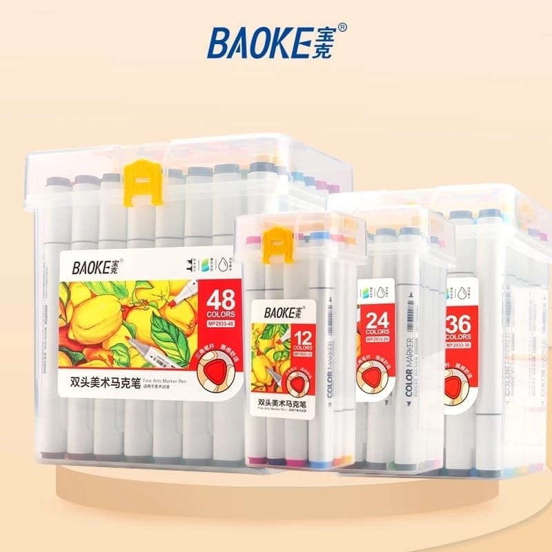 

pensil warna set spidol mulus seni ujung ganda pena satu set warna warni serta kotak plastik kunci gampang bawa berpergian dari ukuran 1 set 12/24/36/48 warna " MP2933