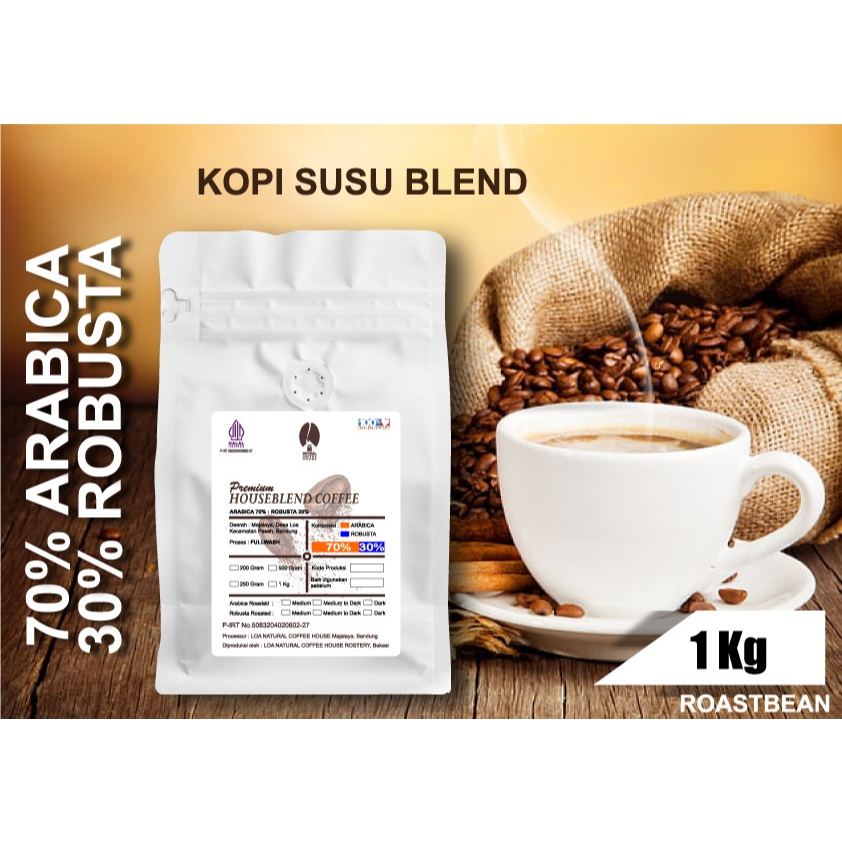 

HOUSEBLEND COFFEE PREMIUM 70 %ARABICA PREMIUM : 30% ROBUSTA PREMIUM 1KG