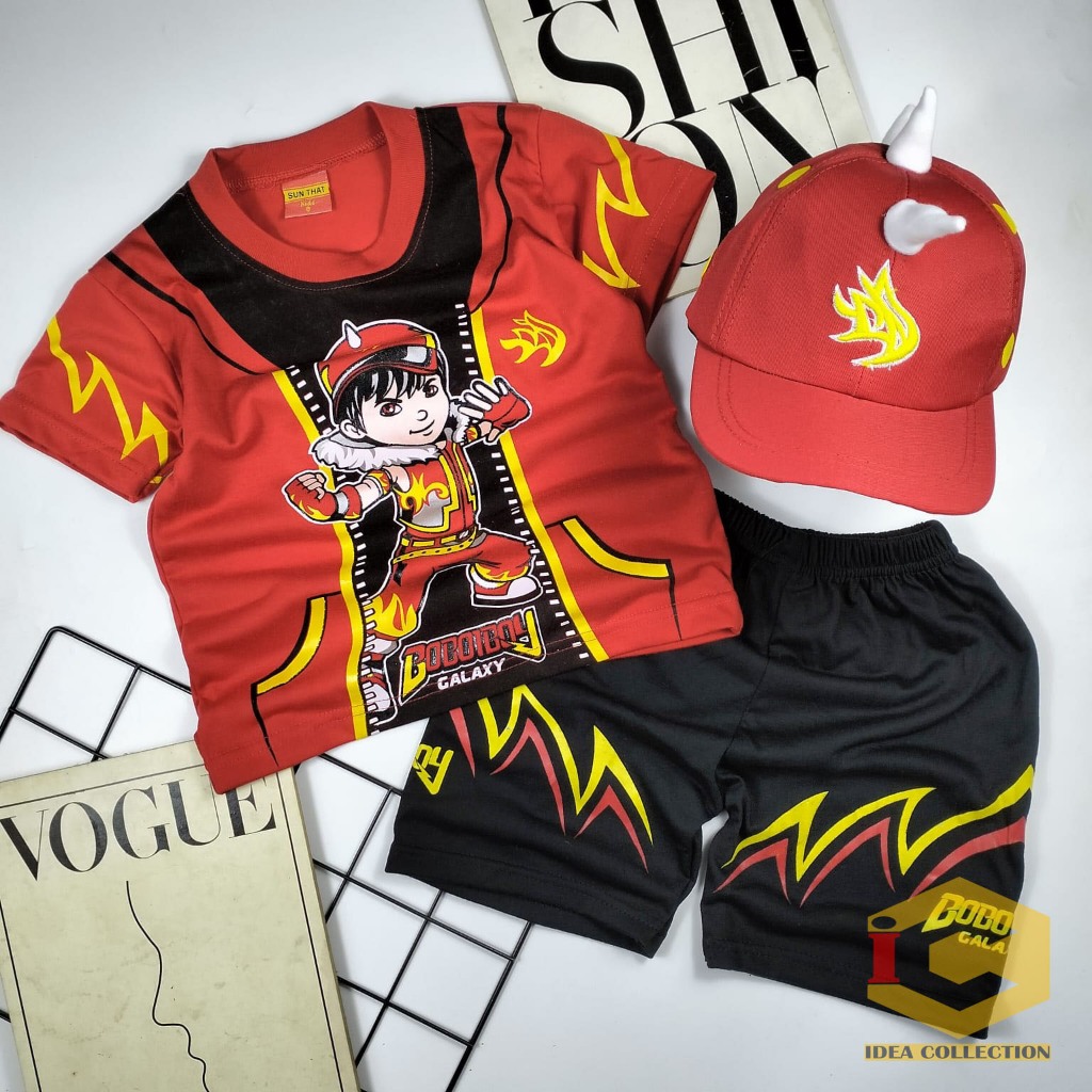 IDC Baju Setelan Boboiboy Anak Cowok Warna Merah Model Terbaru Trendy Keren