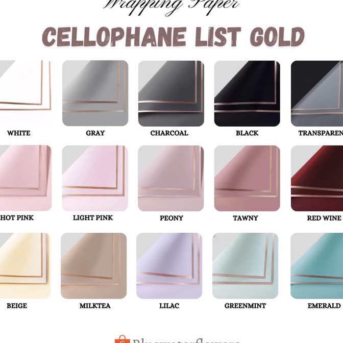 

Terbaik 2 Lembar Cellophane List Gold Flower Wrapping Paper Kertas Buket Bunga Pinggiran Gold