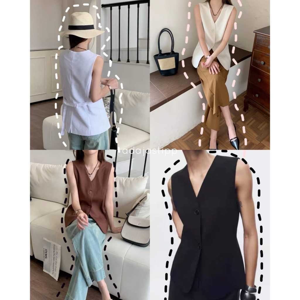Blazer wanita tanpa lengan| Blazer Cotton | Vest wanita formal rompi tanpa lengan