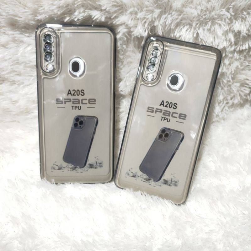 Softcase Casing Samsung A20S Silikon Casing Hitam Transparan Pelindung Belakang hp Camera