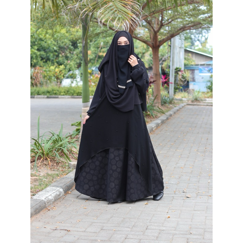 Abaya hitam Mecca | abaya hitam embos | abaya hitam unik