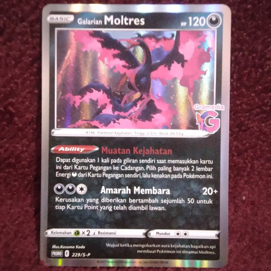 Galarian Moltres Promo Gramedia 229/S-P - Pokemon TCG Indonesia foil