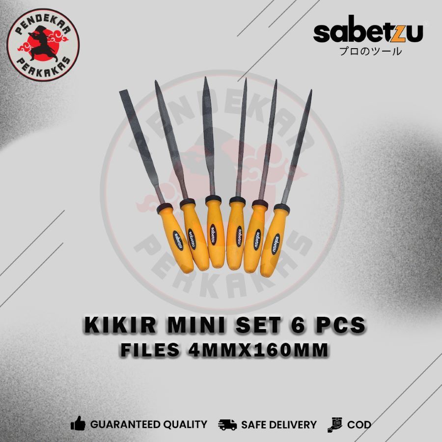 Sabetzu Kikir Mini Set 6Pcs Files 4mm x 160mm Alat Pengikir Besi Aluminium Metal Emas Plat Set 6 Pcs