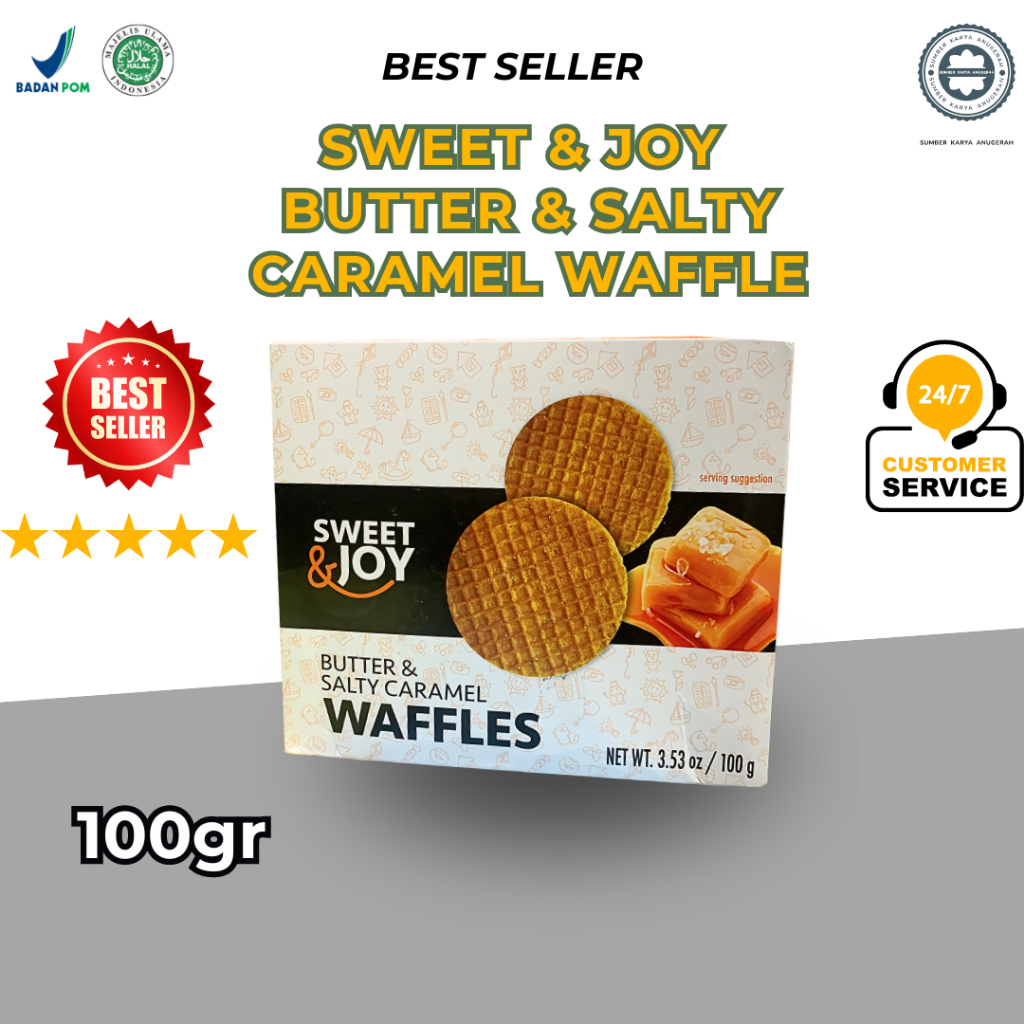 

Sweet & Joy Butter & Salty Caramel Waffle Crisps 100gr | 100% Halal Original