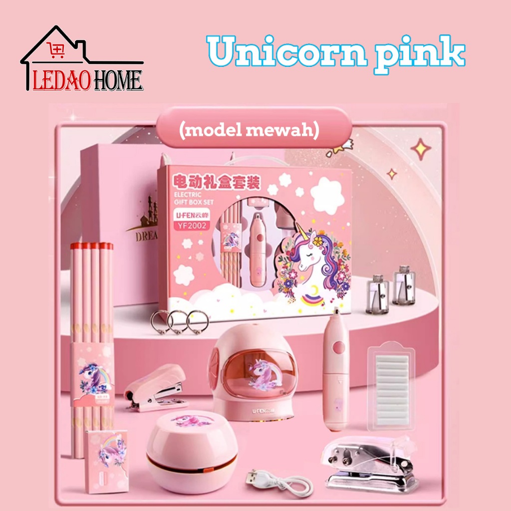 

LEDAOHOME perlengkapan alat tulis belajar 12in1 set alat tulis elektrik rautan penghapus vacuum